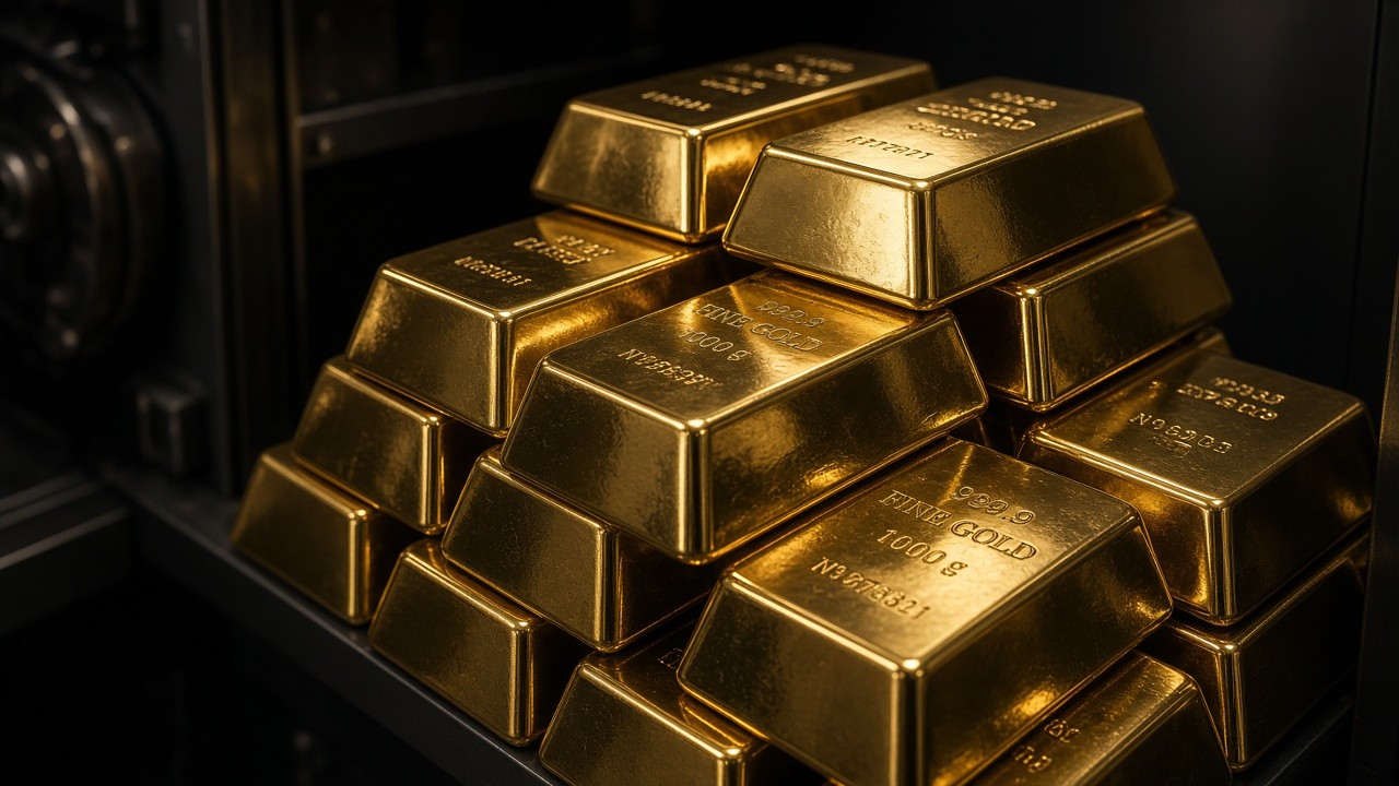 Gold bars in vault